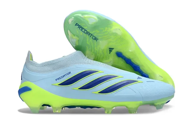 Adidas Predator Chaussures de Football Noir Vert Sans Lacets Upper Ajustement Chaussette Superposition Rayures Néon Firm-Ground 7