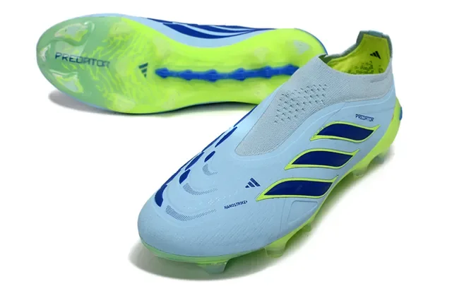 Adidas Predator Chaussures de Football Noir Vert Sans Lacets Upper Ajustement Chaussette Superposition Rayures Néon Firm-Ground 12