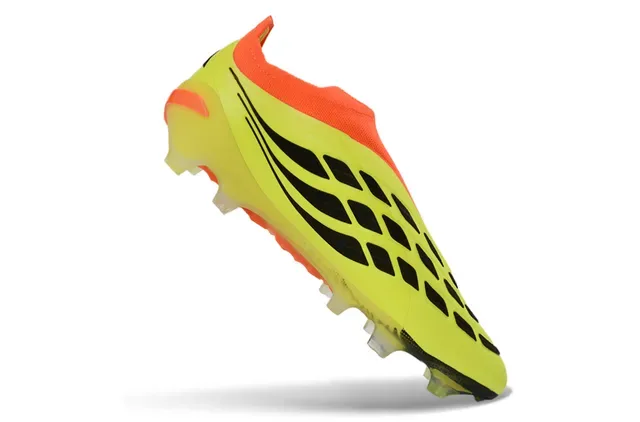 Adidas Predator Chaussures de Football Noir Vert Sans Lacets Upper Ajustement Chaussette Superposition Rayures Néon Firm-Ground 13
