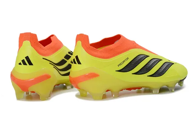 Adidas Predator Chaussures de Football Noir Vert Sans Lacets Upper Ajustement Chaussette Superposition Rayures Néon Firm-Ground 17