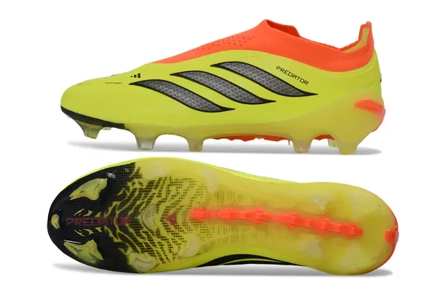 Adidas Predator Chaussures de Football Noir Vert Sans Lacets Upper Ajustement Chaussette Superposition Rayures Néon Firm-Ground 18