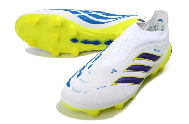 Adidas Predator Chaussures de Football Noir Vert Sans Lacets Upper Ajustement Chaussette Superposition Rayures Néon Firm-Ground 22
