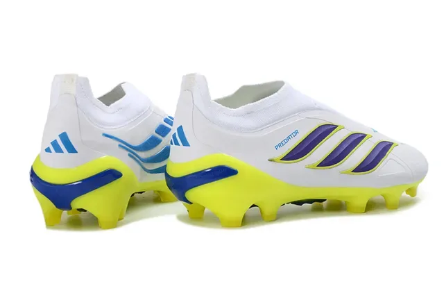 Adidas Predator Chaussures de Football Noir Vert Sans Lacets Upper Ajustement Chaussette Superposition Rayures Néon Firm-Ground 23