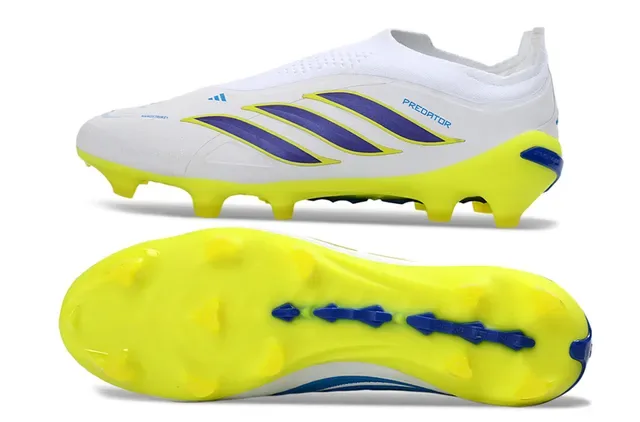 Adidas Predator Chaussures de Football Noir Vert Sans Lacets Upper Ajustement Chaussette Superposition Rayures Néon Firm-Ground 24