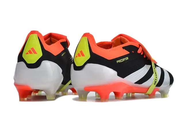 Adidas Predator Black Orange Asymmetrical Lacing Cover Molded Conical Studs Firm-Ground Soccer Shoes 5