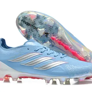 Adidas Predator Zapatillas de fútbol azules rosas low-cut con cordones upper sintético textil para terreno firme