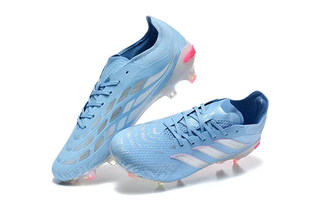 Adidas Predator Tênis de Futebol Azul Rosa Low-Cut com Cadarços Upper Sintético Textil para Campo Firme 2