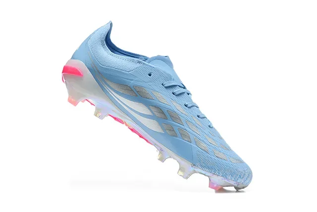Adidas Predator Tênis de Futebol Azul Rosa Low-Cut com Cadarços Upper Sintético Textil para Campo Firme 3