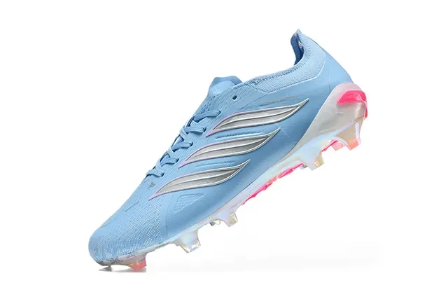 Adidas Predator Tênis de Futebol Azul Rosa Low-Cut com Cadarços Upper Sintético Textil para Campo Firme 4