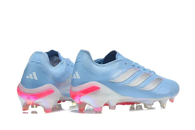 Adidas Predator Tênis de Futebol Azul Rosa Low-Cut com Cadarços Upper Sintético Textil para Campo Firme 5