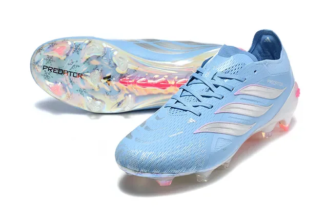 Adidas Predator Tênis de Futebol Azul Rosa Low-Cut com Cadarços Upper Sintético Textil para Campo Firme 6