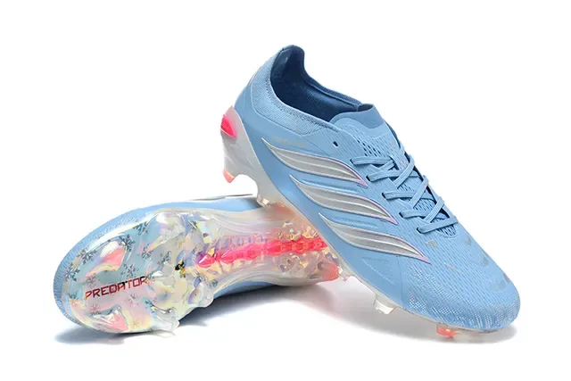 Adidas Predator Tênis de Futebol Azul Rosa Low-Cut com Cadarços Upper Sintético Textil para Campo Firme 7