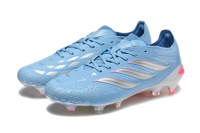 Adidas Predator Tênis de Futebol Azul Rosa Low-Cut com Cadarços Upper Sintético Textil para Campo Firme 8