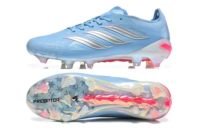Adidas Predator Tênis de Futebol Azul Rosa Low-Cut com Cadarços Upper Sintético Textil para Campo Firme 9
