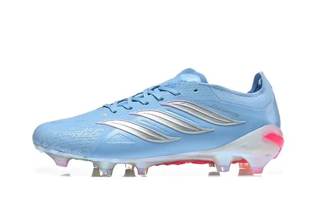 Adidas Predator Tênis de Futebol Azul Rosa Low-Cut com Cadarços Upper Sintético Textil para Campo Firme 10