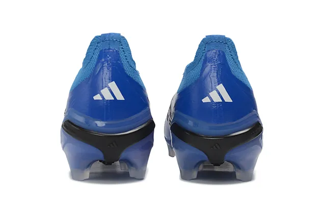 Adidas Predator Azul Blanco Bajo Corte Cuello De Calcetín Ajustable Cuero Sintético Texturizado Superior Suelo Firme Zapatos De Fútbol 4