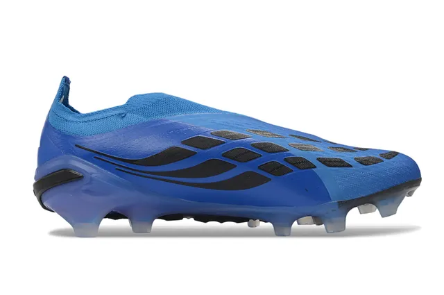 Adidas Predator Azul Blanco Bajo Corte Cuello De Calcetín Ajustable Cuero Sintético Texturizado Superior Suelo Firme Zapatos De Fútbol 7