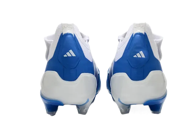 Adidas Predator Chaussures de football bleu blanc basses coupe empieñadura synthétique superposition trois bandes terrain ferme 12