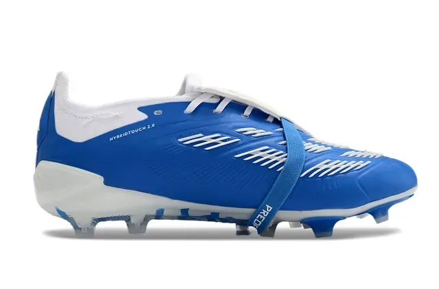 Adidas Predator Chaussures de football bleu blanc basses coupe empieñadura synthétique superposition trois bandes terrain ferme 16