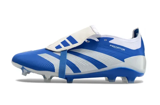 Adidas Predator Chaussures de football bleu blanc basses coupe empieñadura synthétique superposition trois bandes terrain ferme 17