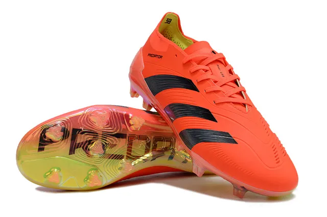 Adidas Predator Orange Noir Bas-Coupé Bottes de Football Clous Moldés Terrain Firme Chaussures de Football 4