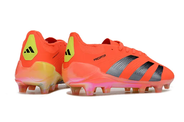 Adidas Predator Orange Noir Bas-Coupé Bottes de Football Clous Moldés Terrain Firme Chaussures de Football 5