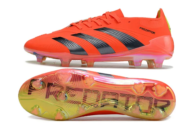Adidas Predator Orange Noir Bas-Coupé Bottes de Football Clous Moldés Terrain Firme Chaussures de Football 6
