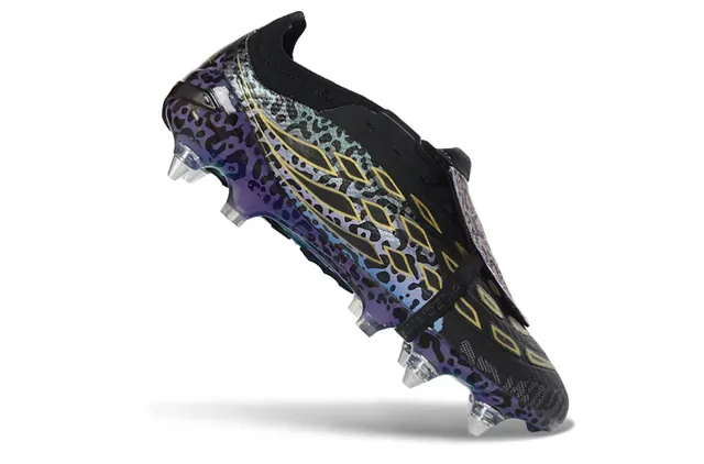 Adidas Predator Violet Or Sans Lacets Sangle TPU Imprimé Léopard Iridescent Chaussures de Football Terrain Ferme 2