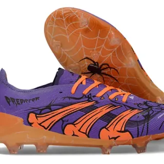 Adidas Predator Violet Orange à Coupe Basse avec Semelle Motif Araignée pour Terrain Ferme Chaussures de Football
