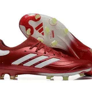 Adidas Predator Rouge Blanc Métallique Synthétique Upper Trois Rayures Marque Firm-Ground Chaussures de Football