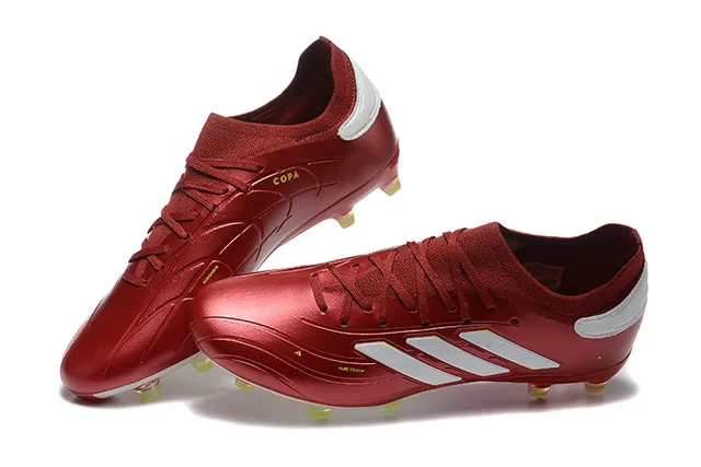 Adidas Predator Rouge Blanc Métallique Synthétique Upper Trois Rayures Marque Firm-Ground Chaussures de Football 3