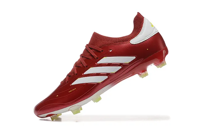 Adidas Predator Rouge Blanc Métallique Synthétique Upper Trois Rayures Marque Firm-Ground Chaussures de Football 5
