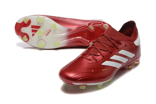 Adidas Predator Rouge Blanc Métallique Synthétique Upper Trois Rayures Marque Firm-Ground Chaussures de Football 7
