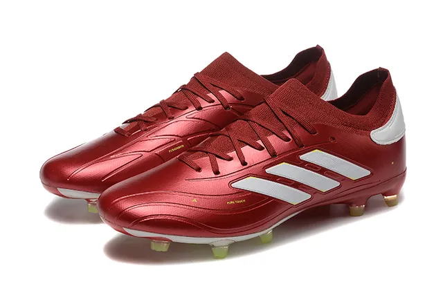 Adidas Predator Rouge Blanc Métallique Synthétique Upper Trois Rayures Marque Firm-Ground Chaussures de Football 8