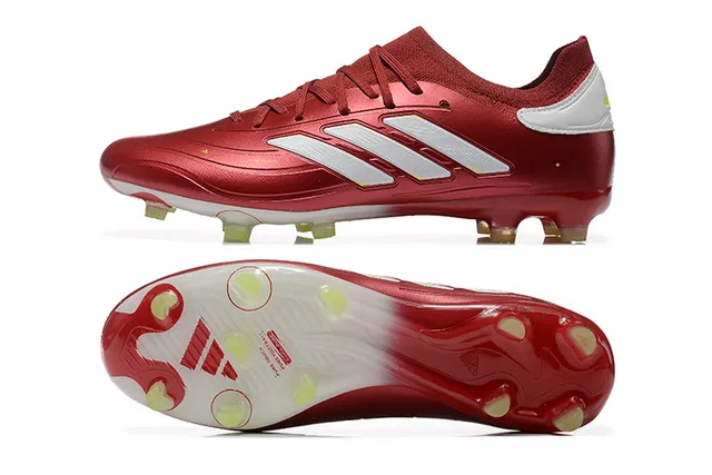 Adidas Predator Rouge Blanc Métallique Synthétique Upper Trois Rayures Marque Firm-Ground Chaussures de Football 9