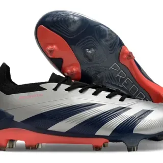 Adidas Predator Silver Navy Red Firm-Ground حذاء كرة القدم