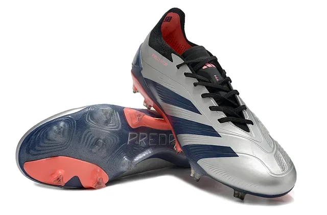 Adidas Predator Silver Navy Red Firm-Ground फुटबॉल जूते 4