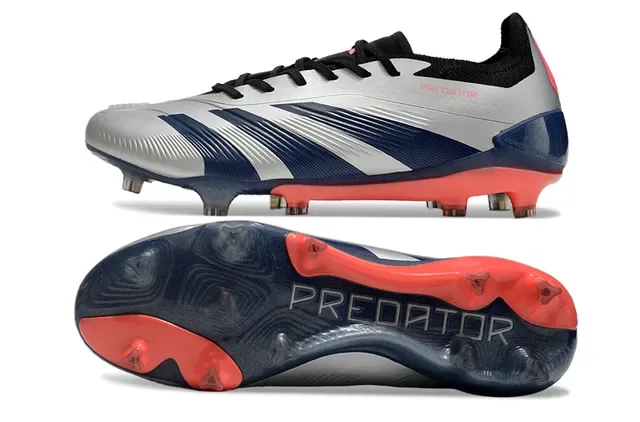 Adidas Predator Silver Navy Red Firm-Ground फुटबॉल जूते 6
