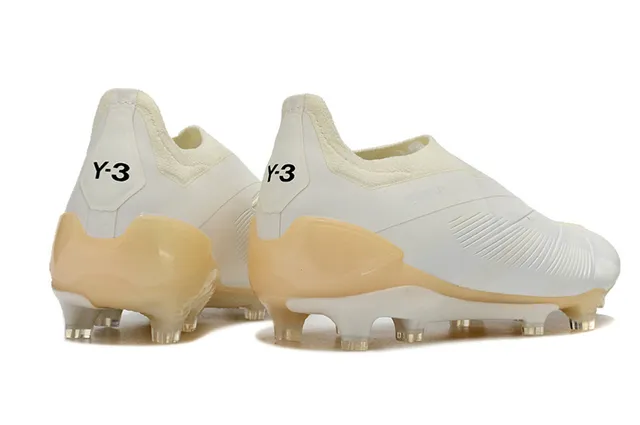 Adidas Predator White Beige أحذية كرة القدم منخفضة القطعة ملائمة للجوارب مع أضلاع قفص وسط القدم أرضية صلبة 5