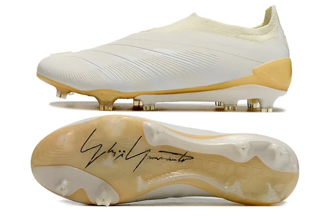 Adidas Predator White Beige أحذية كرة القدم منخفضة القطعة ملائمة للجوارب مع أضلاع قفص وسط القدم أرضية صلبة 6