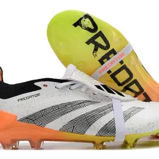 Adidas Predator Blanc Orange Overlay Géométrique Dégradé Néon Semelle Sol Ferme Chaussures de Football