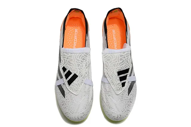 Adidas Predator Blanco Naranja Recubrimiento Geométrico Gradiente Neón Suela Suelo Firme Zapatos de Fútbol 2