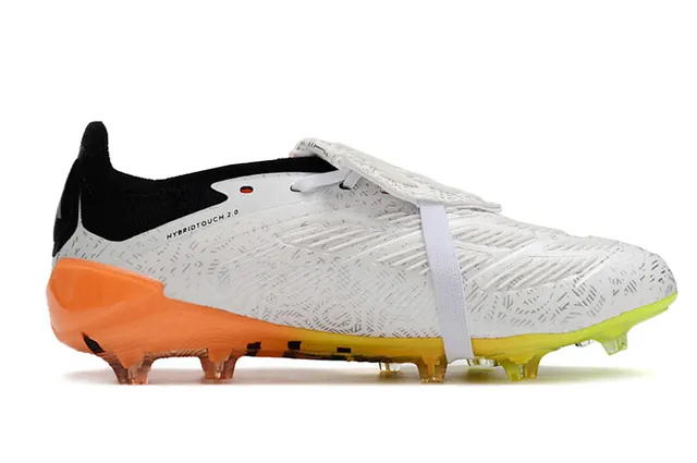 Adidas Predator Blanco Naranja Recubrimiento Geométrico Gradiente Neón Suela Suelo Firme Zapatos de Fútbol 7