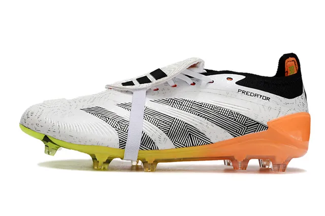 Adidas Predator Blanco Naranja Recubrimiento Geométrico Gradiente Neón Suela Suelo Firme Zapatos de Fútbol 8