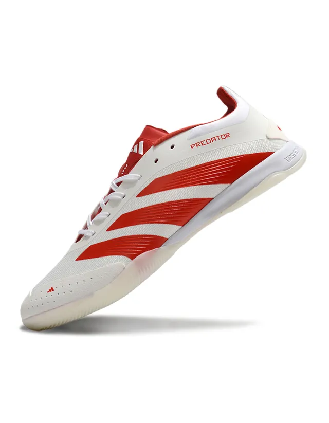 Adidas Predator Blanco Rojo Corte Bajo Superior Sintético Zapatos de Fútbol Indoor 2