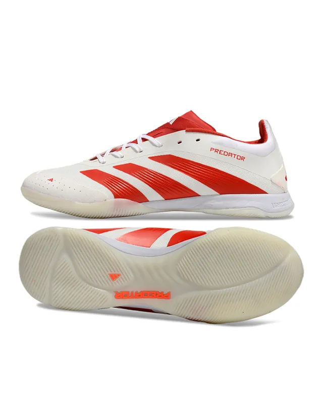 Adidas Predator Blanco Rojo Corte Bajo Superior Sintético Zapatos de Fútbol Indoor 3
