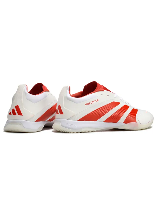 Adidas Predator Blanco Rojo Corte Bajo Superior Sintético Zapatos de Fútbol Indoor 4