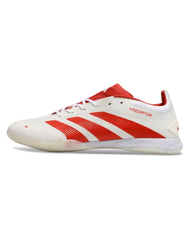Adidas Predator Blanco Rojo Corte Bajo Superior Sintético Zapatos de Fútbol Indoor 5