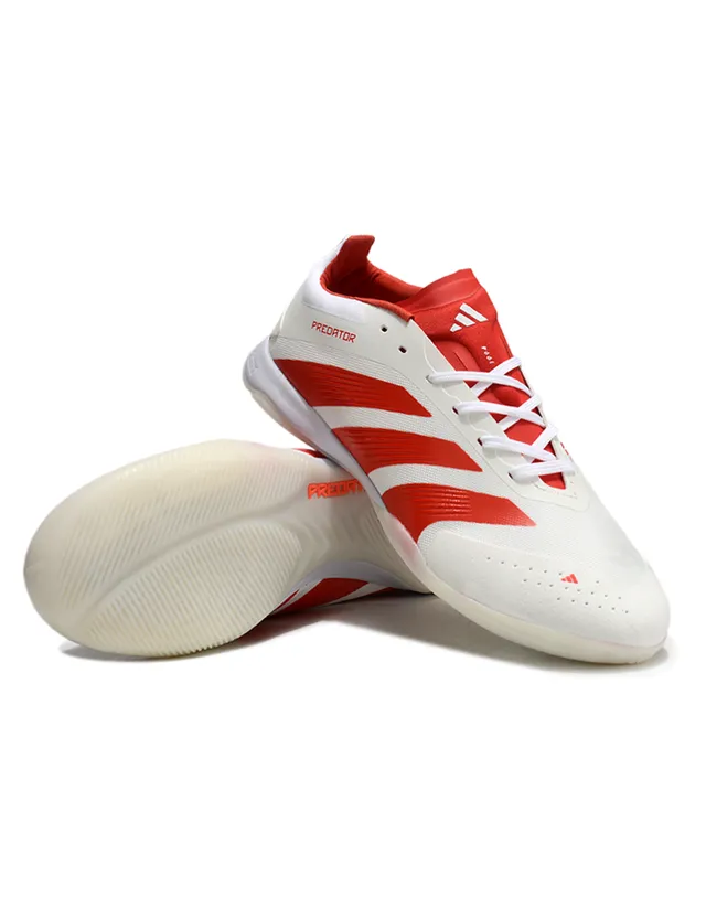 Adidas Predator Blanco Rojo Corte Bajo Superior Sintético Zapatos de Fútbol Indoor 7