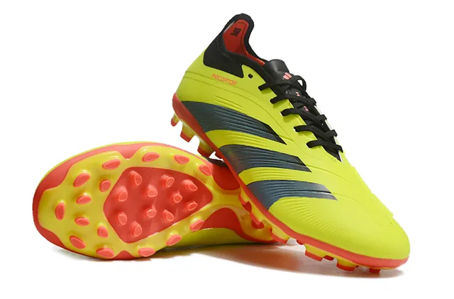 Adidas Predator Jaune Noir Low-Cut Synthetic Upper Texture Ribbelée de l'Avant-Pied Terrain Ferme Chaussures de Football 3